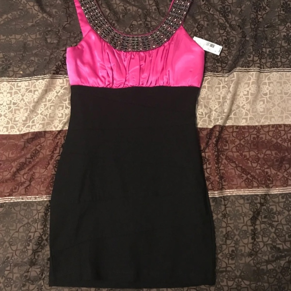 Pink/Black Form Fitting Dress NWT